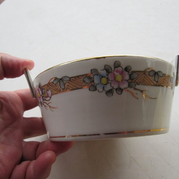 Vintage Nippon Floral Handled Bowl - Picture 6 of 8